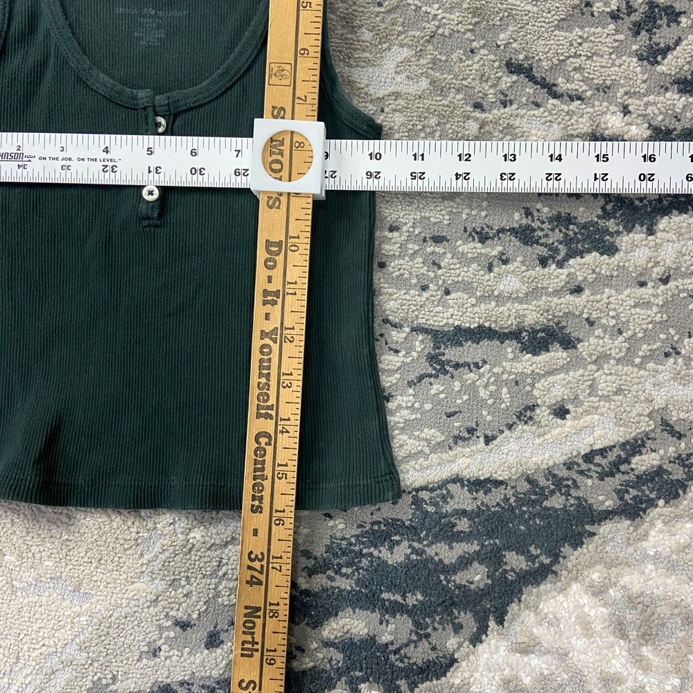 Brandy Melville Henley Cropped Tank Top Sz S Dark Green Knit Ribbed Scoop‎ Neck - Picture 4 of 5
